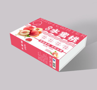粉色卡通新鲜水蜜桃水果桃子包装设计
